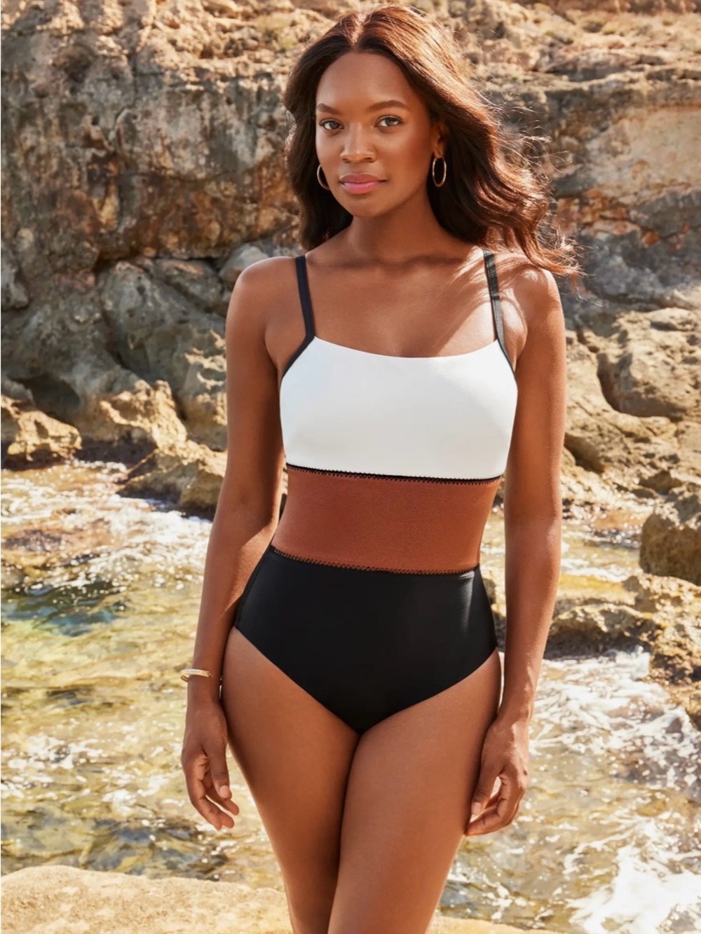 Miraclesuit 14 Spectra Trifecta One Piece Swimsuit Brown Black White NWT $168